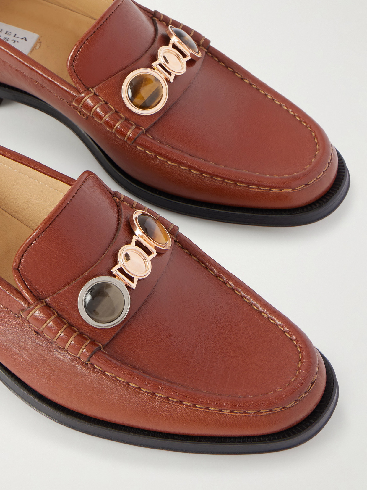 Gabriela Hearst Melchora Embellished Leather Loafers In Brown