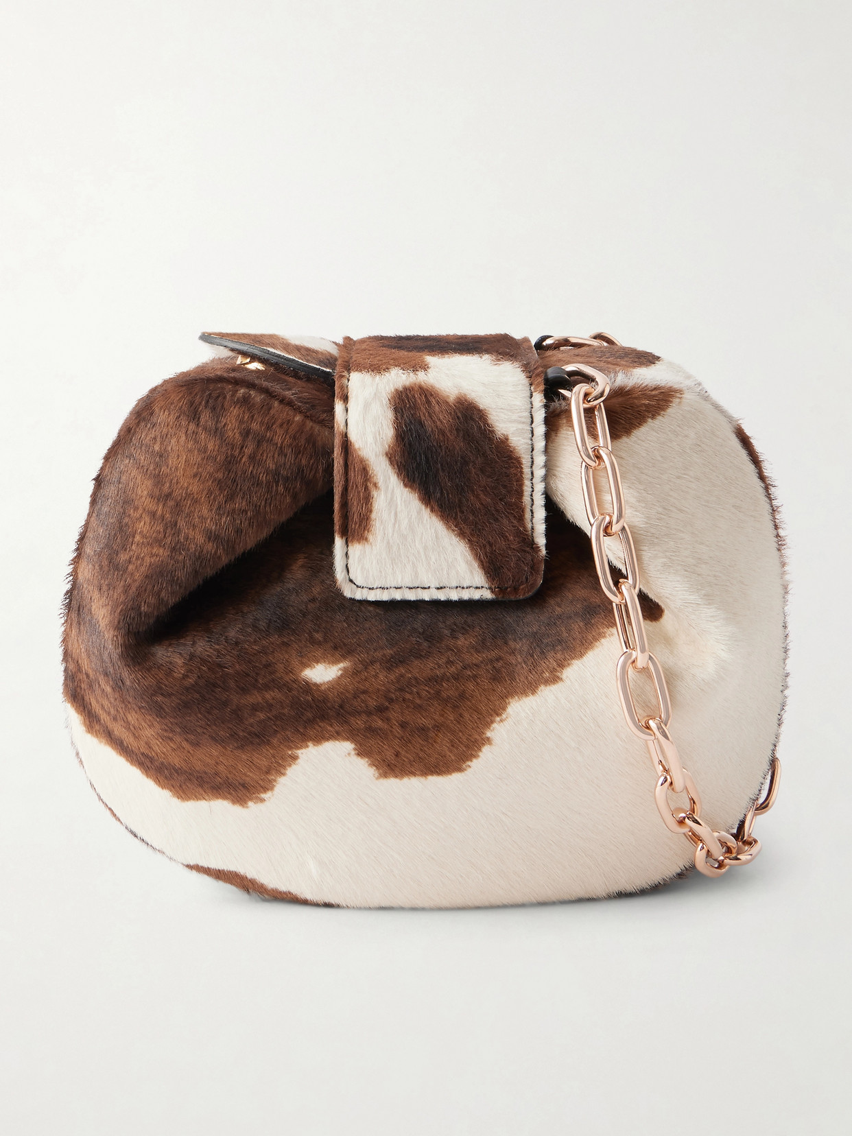 Gabriela Hearst Soft Demi Cow-print Calf Hair Clutch In Brown