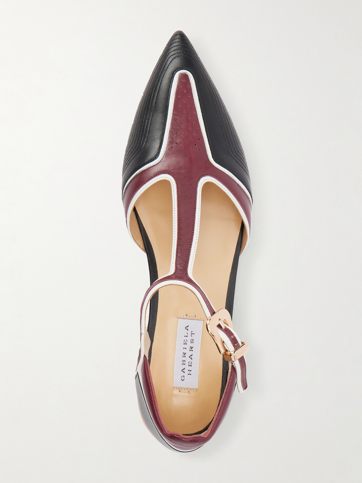 Leya Moto Color-Block Leather Point-Toe Flats