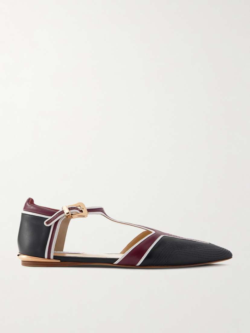 Gabriela Hearst Leya Moto Color-block Leather Point-toe Flats