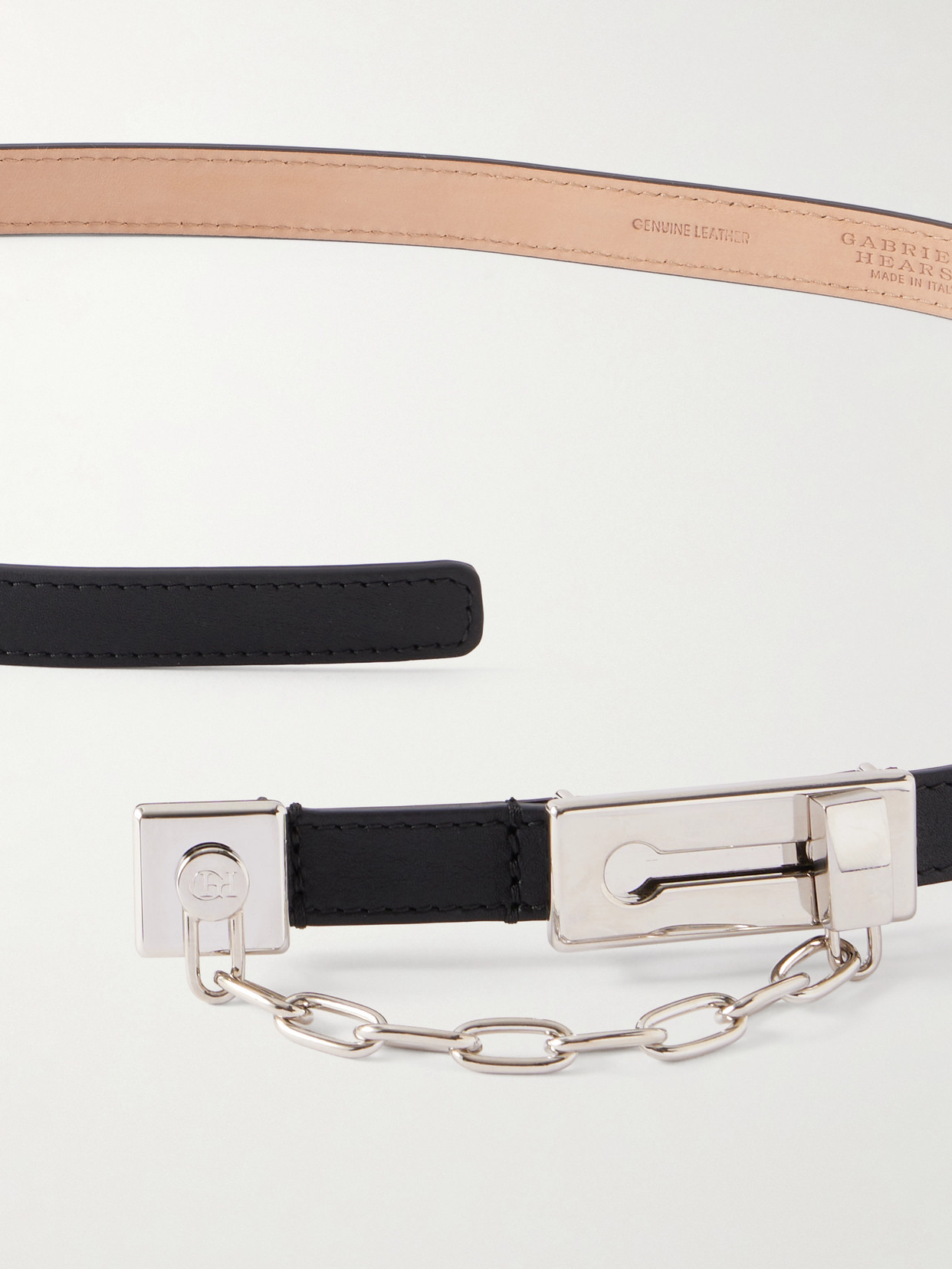 Gabriela Hearst Lock Chain-detailed Leather Belt In Black
