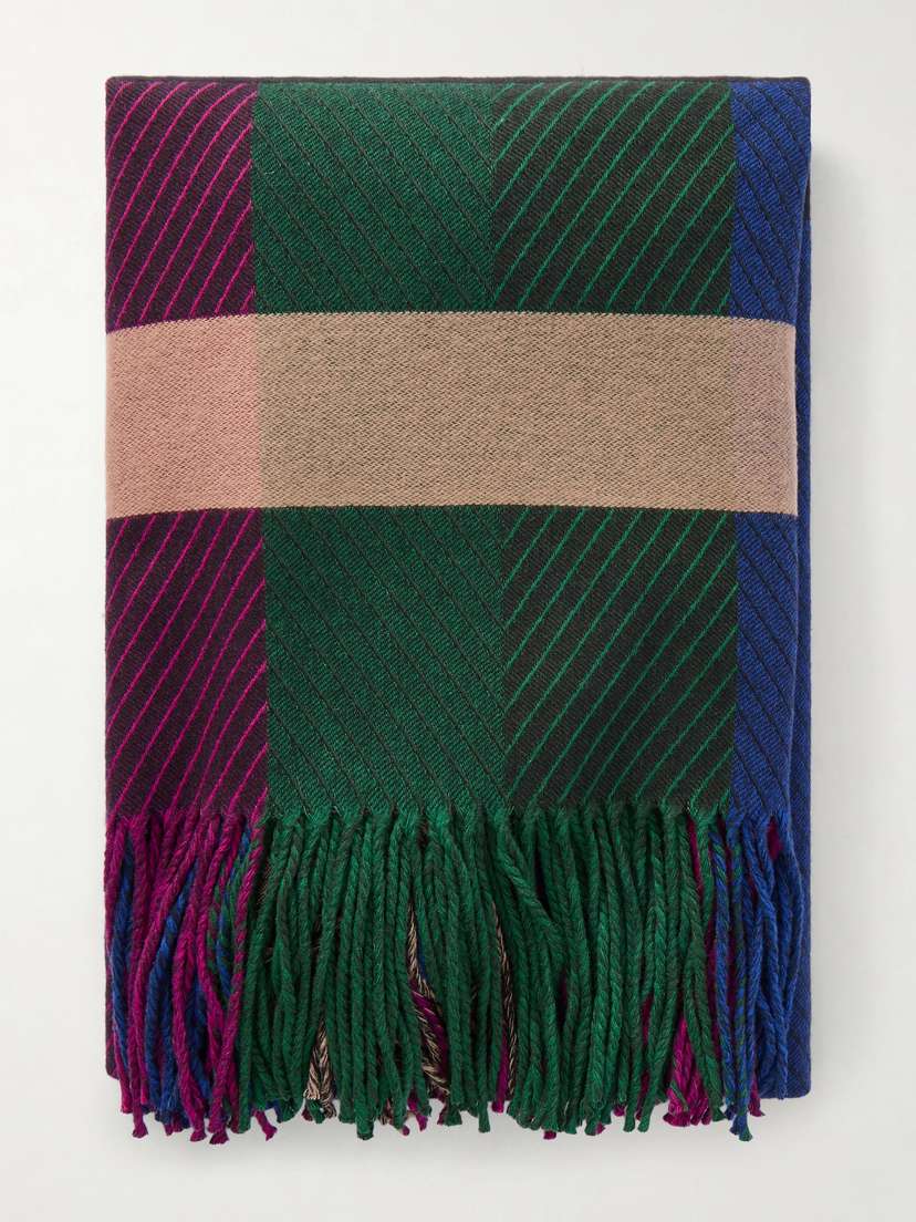 Gabriela Hearst Halo Fringed Striped Cashmere Blanket
