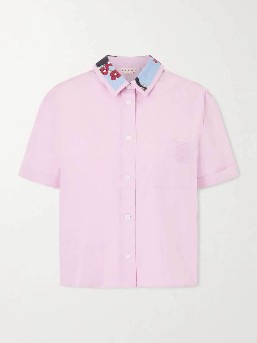 Marni Embroidered Floral-print Cotton-poplin Shirt