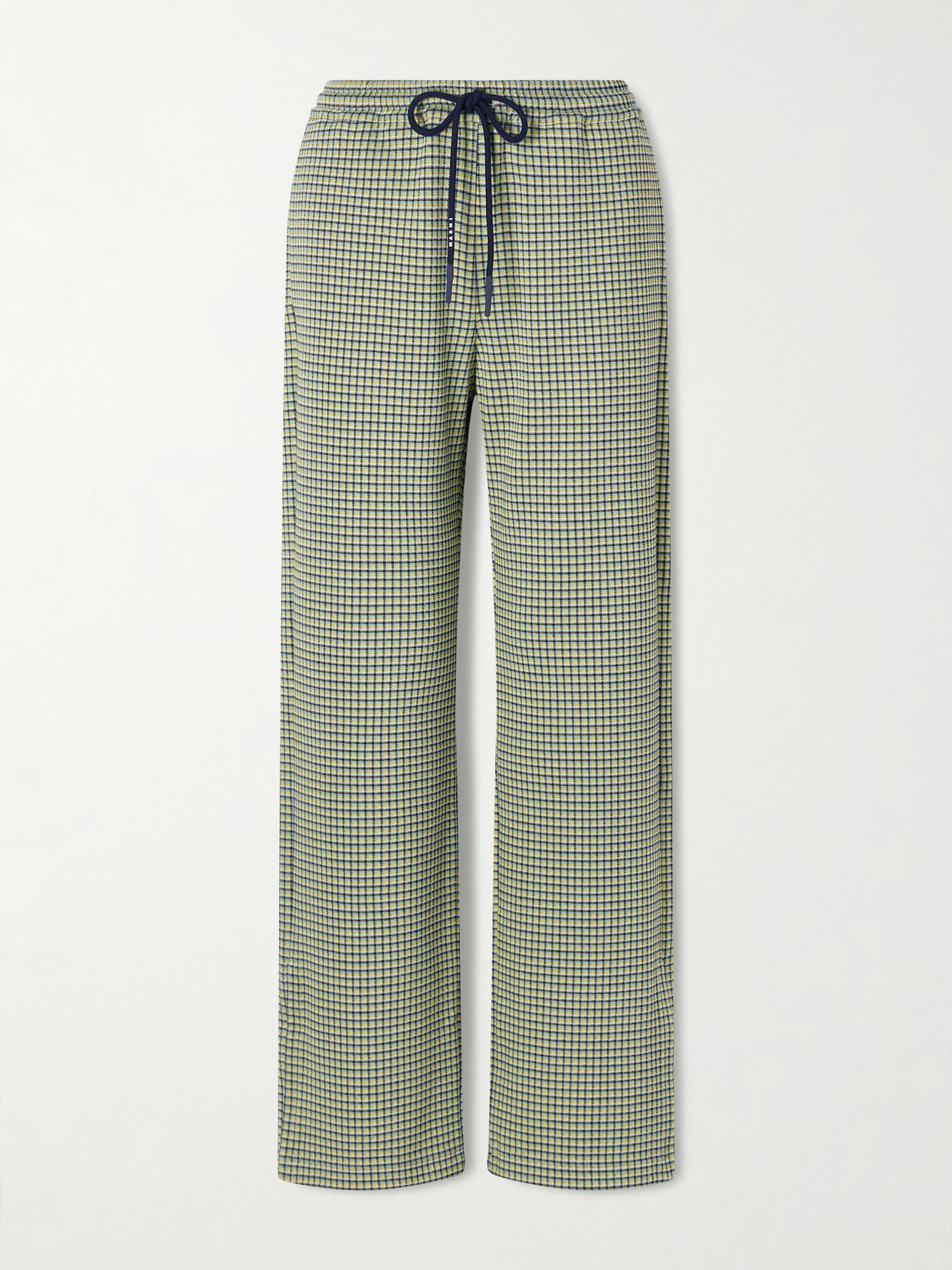 Marni Mini Check Jacquard Straight-leg Pull-on Pants In Green