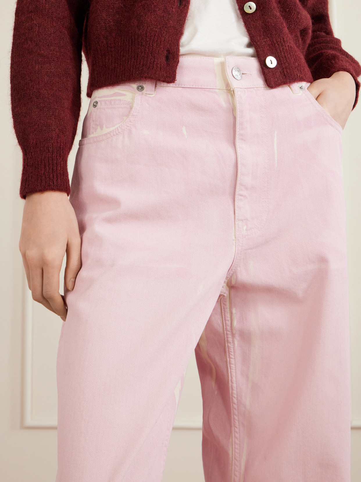 Distressed High-Rise Wide- Leg