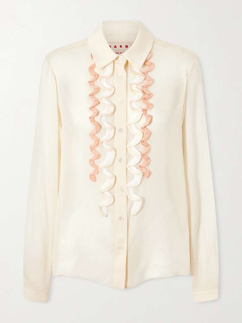 Marni Ruffled Crepe-trimmed Silk Shirt