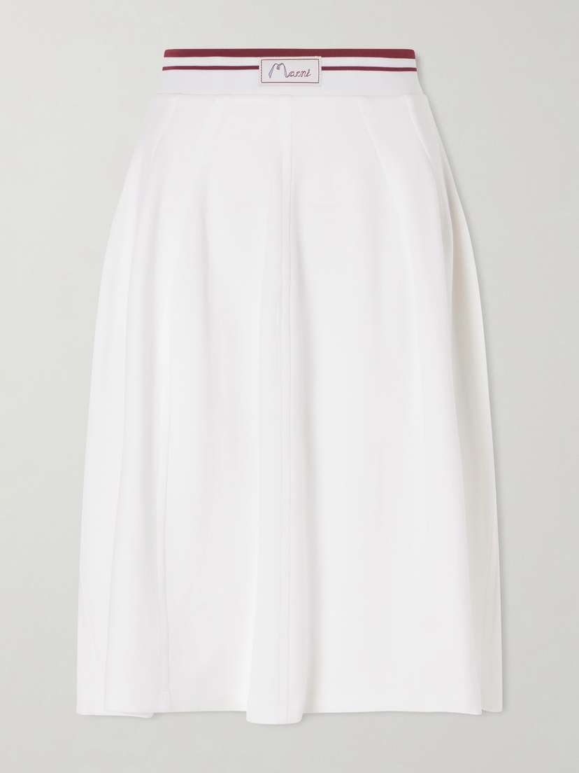 Marni Appliquéd Cotton-blend Jersey Midi Skirt