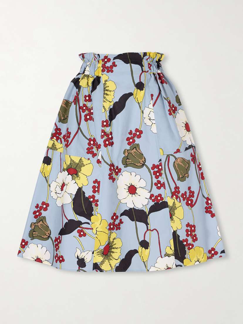 Marni Paneled Floral-print Cotton-poplin Midi Skirt