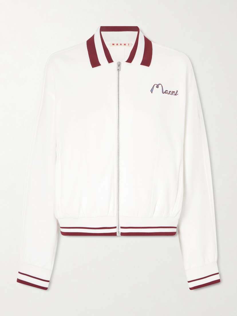 Marni Embroidered Striped Cotton-blend Jacket
