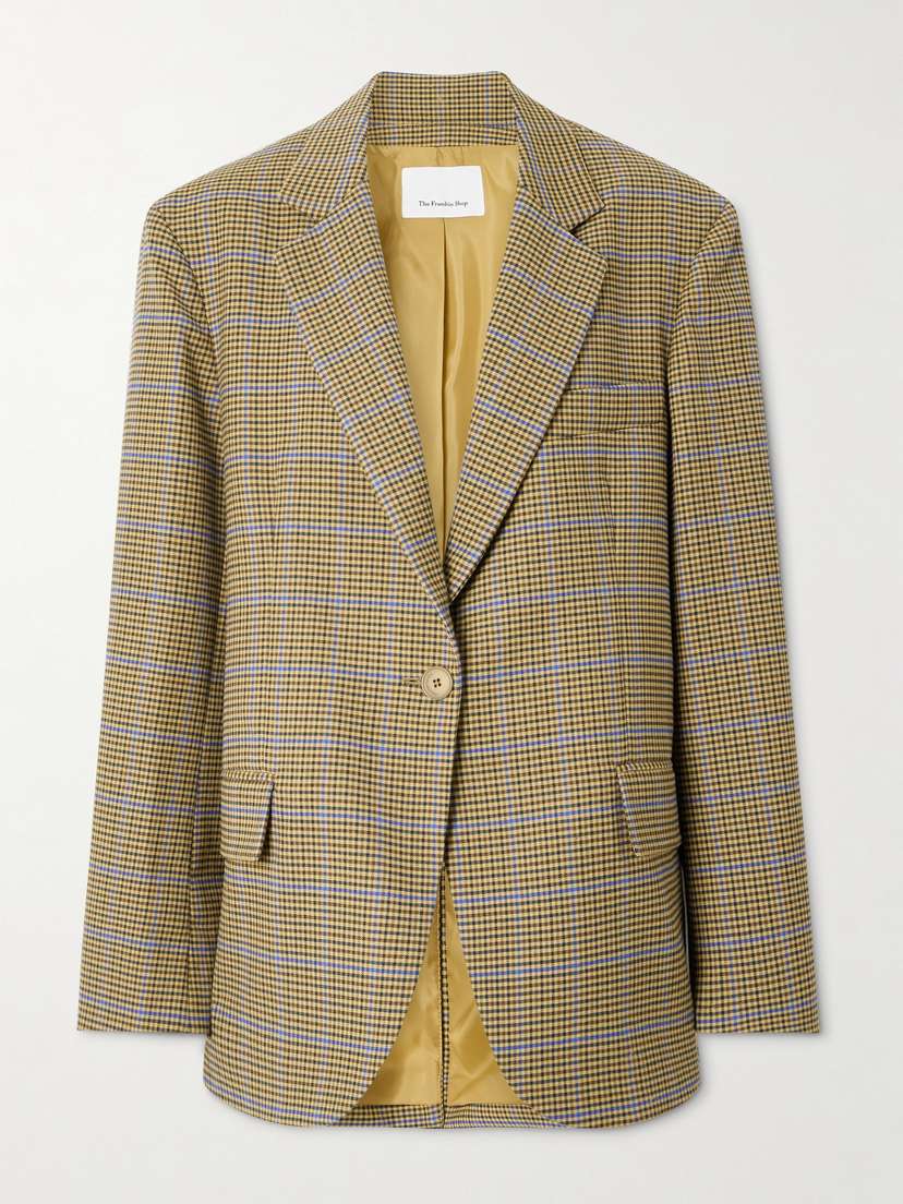The Frankie Shop Lyra Oversized Houndstooth Woven Blazer
