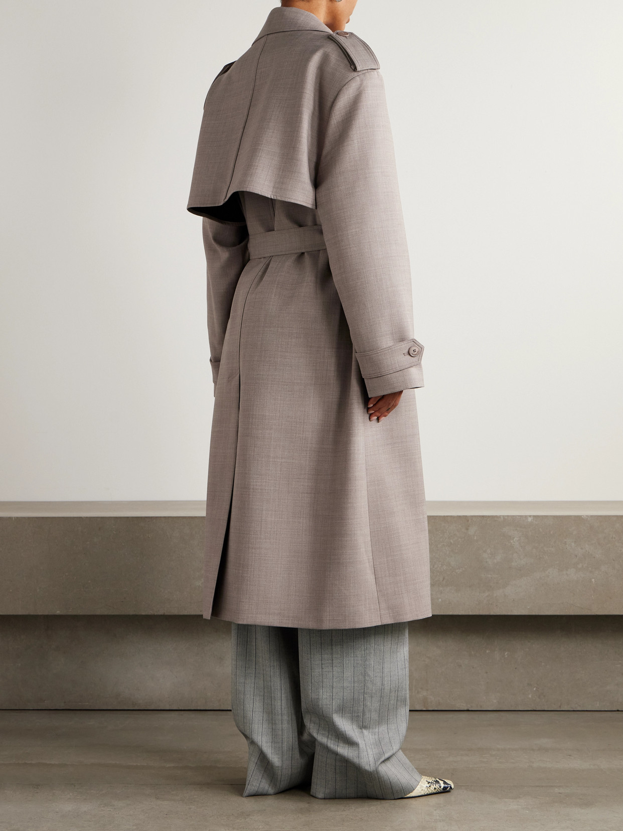 The Frankie Shop Bleecker Woven Trench Coat In Gray
