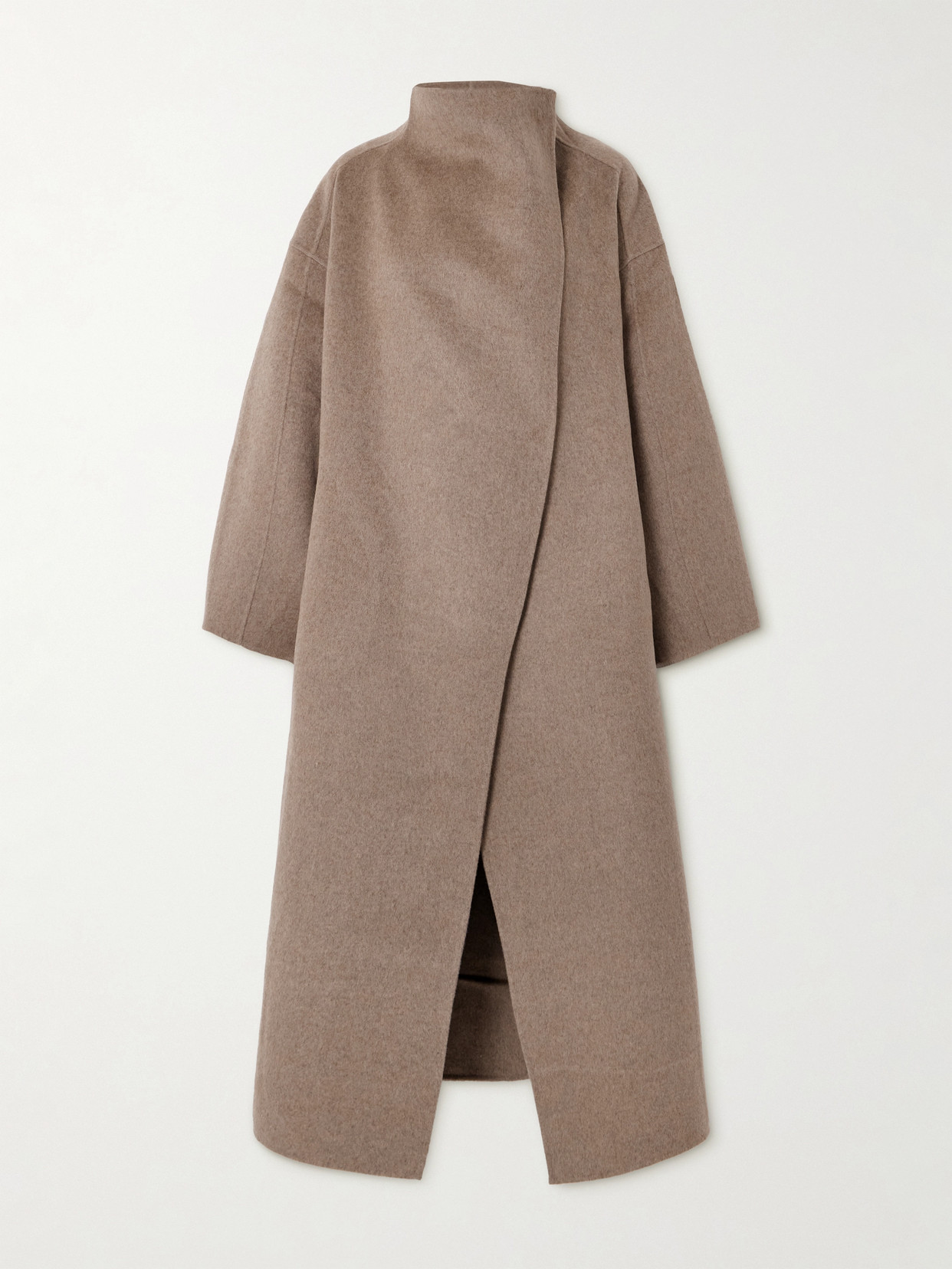 The Frankie Shop Leroy Oversized Brushed Wool-blend Coat In Brown