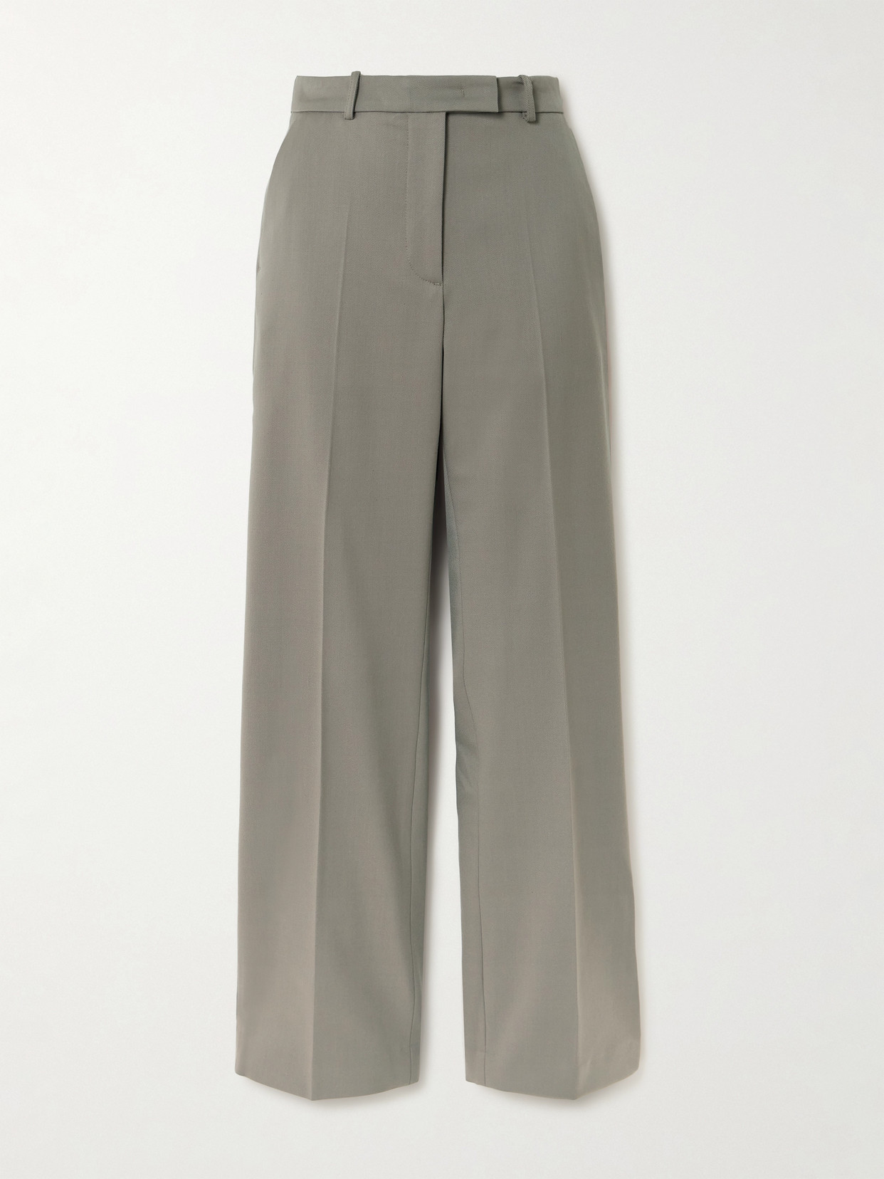 The Frankie Shop Lenora Pleated Twill Straight-leg Pants In Gray