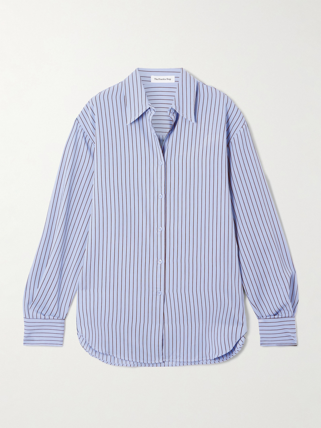 The Frankie Shop Peri Striped Lyocell-blend Twill Shirt In Blue