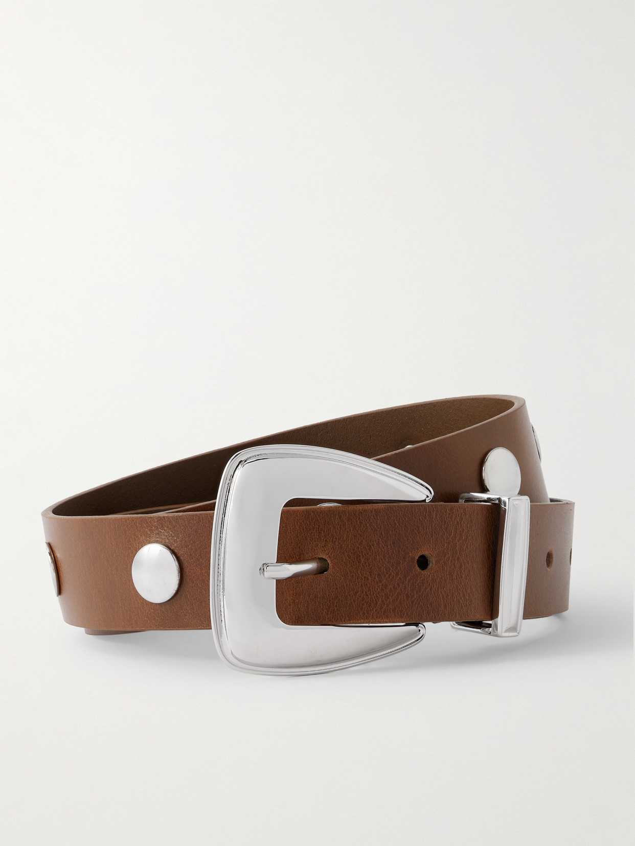 The Frankie Shop Perth Studded Leather Belt In Brown