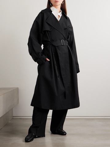The Frankie Shop Mavis oversized double-breasted gabardine trench coat