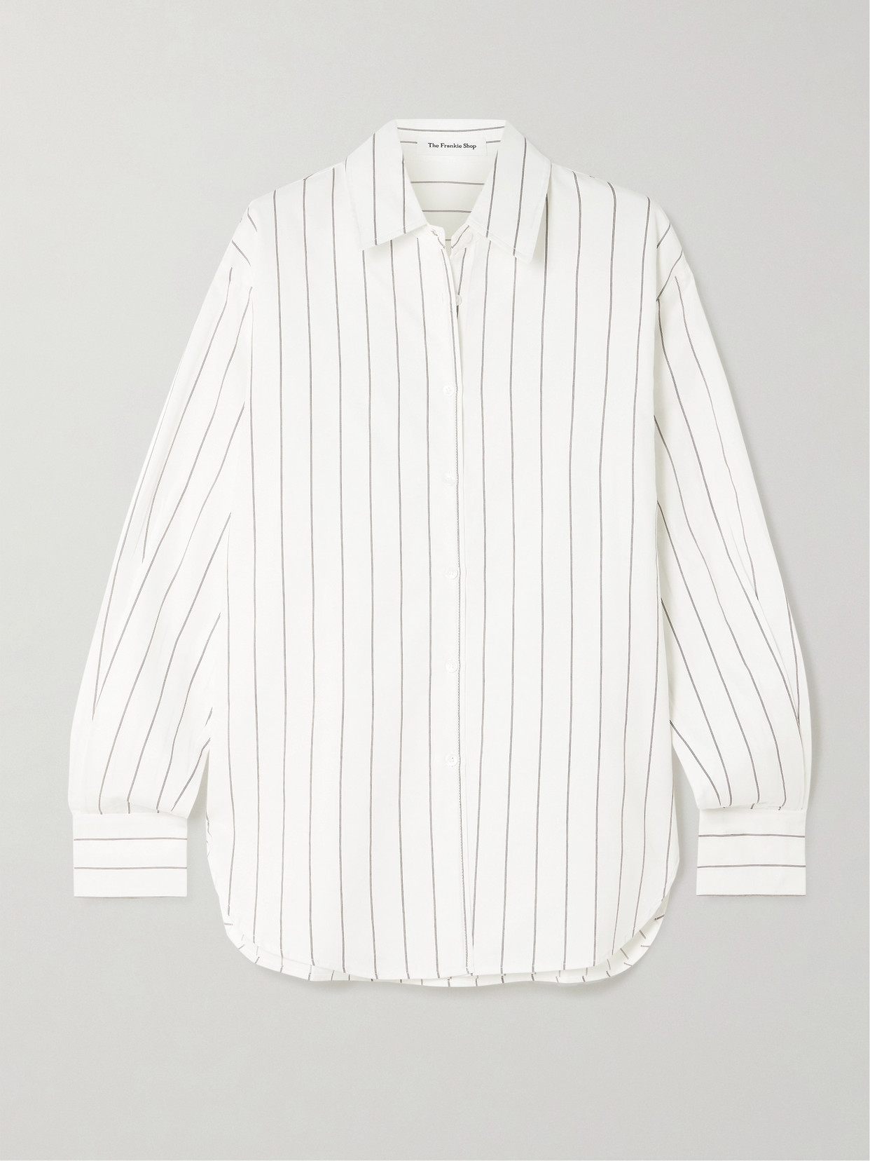 The Frankie Shop Peri Striped Cotton-blend Poplin Shirt In White