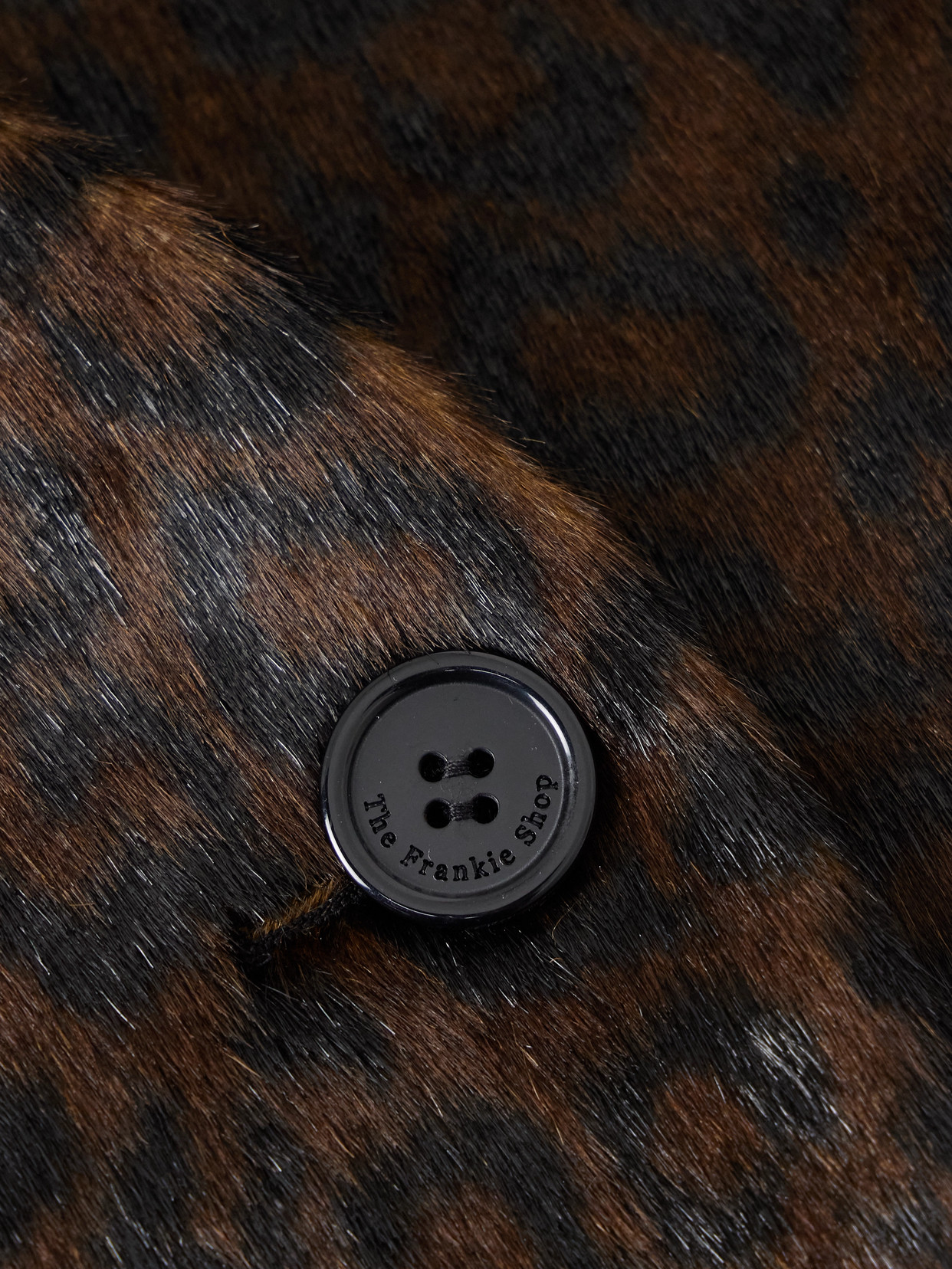 The Frankie Shop Valentina Oversized Double-breasted Leopard-print Plush Jacket In Brown