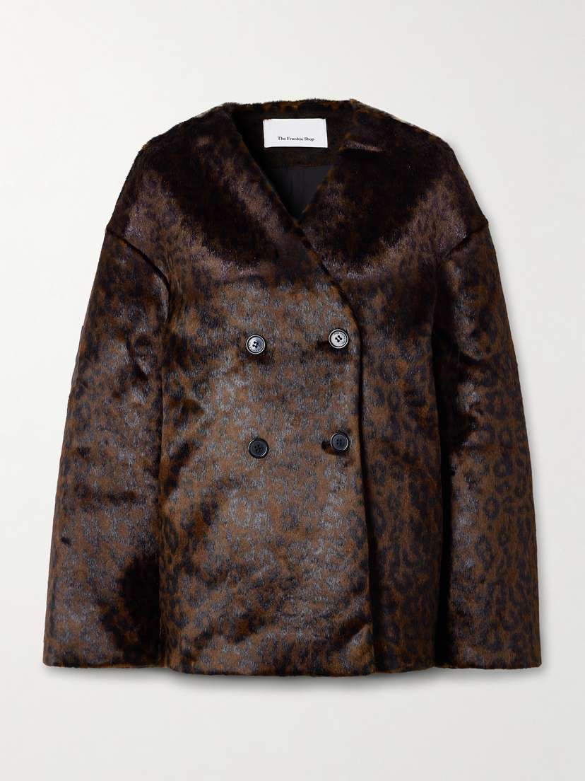 The Frankie Shop Valentina Oversized Double-breasted Leopard-print Plush Jacket
