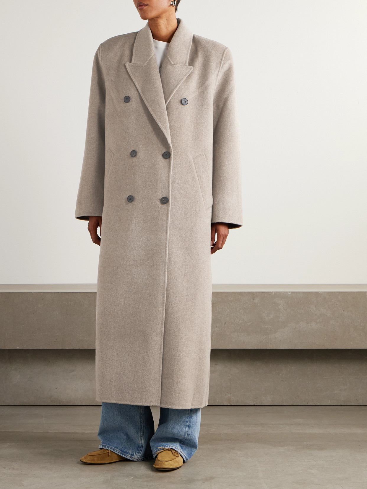 Gaia Oversized Double-Breasted Wool-Blend Coat