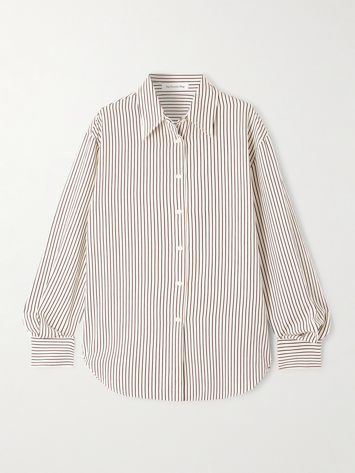 The Frankie Shop Peri Striped Lyocell-blend Twill Shirt In Red