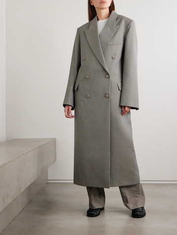 The Frankie Shop Jane double-breasted twill coat