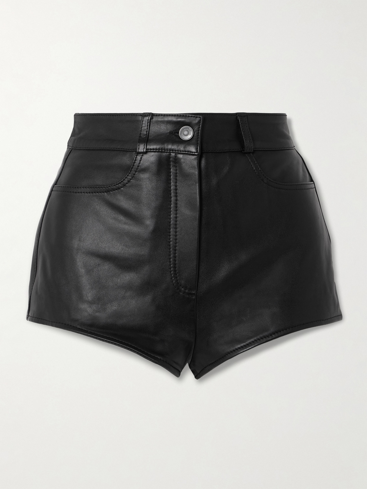 The Frankie Shop Loen Leather Shorts In Black