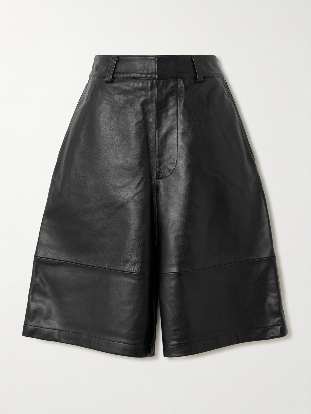 The Frankie Shop Olivia Paneled Leather Shorts In Black