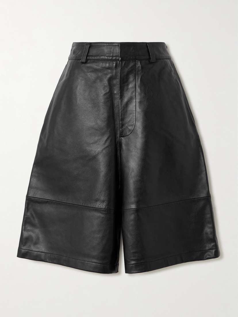 The Frankie Shop Olivia Paneled Leather Shorts