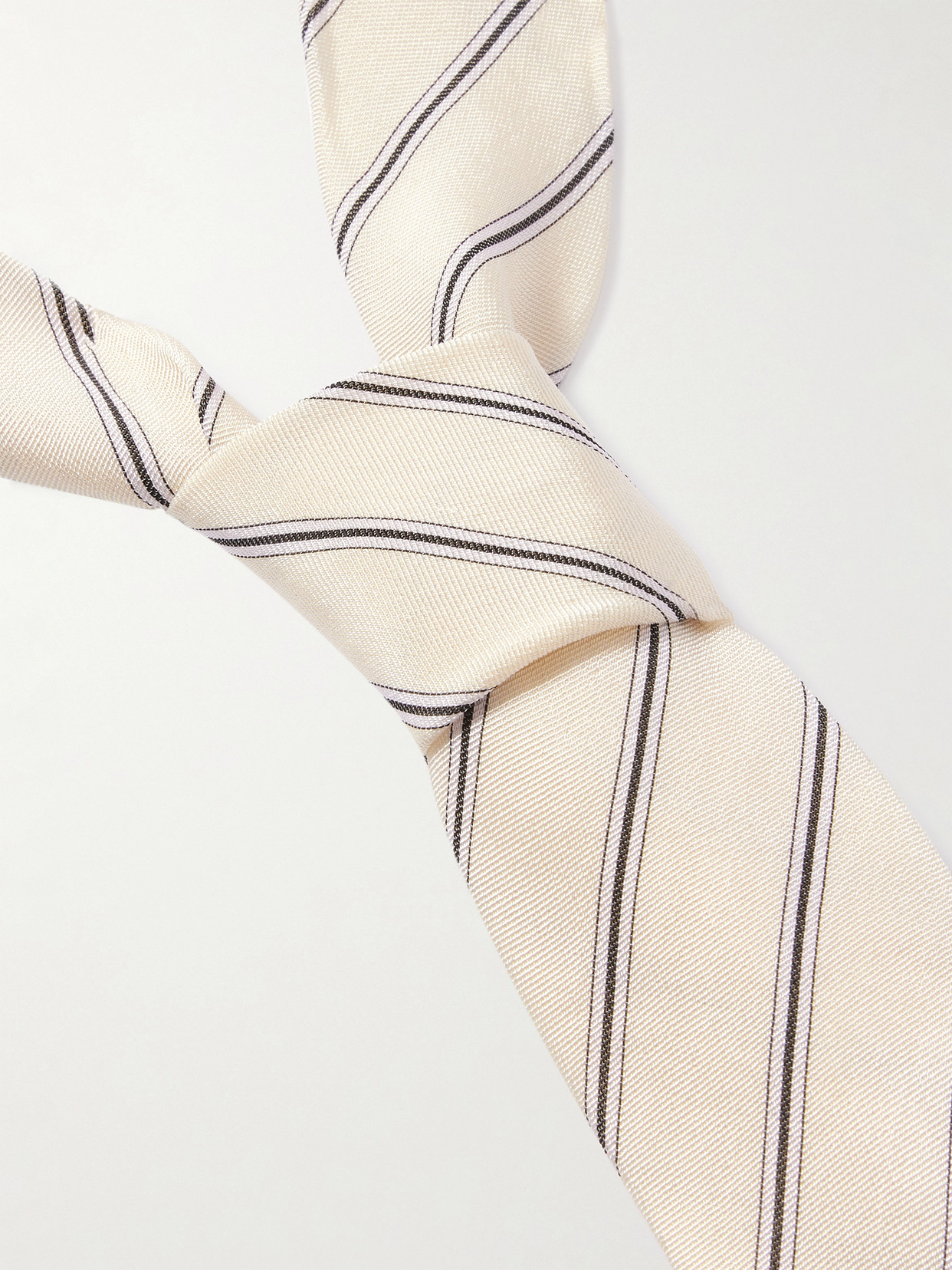 The Frankie Shop Lene Striped Twill Tie In Neutral