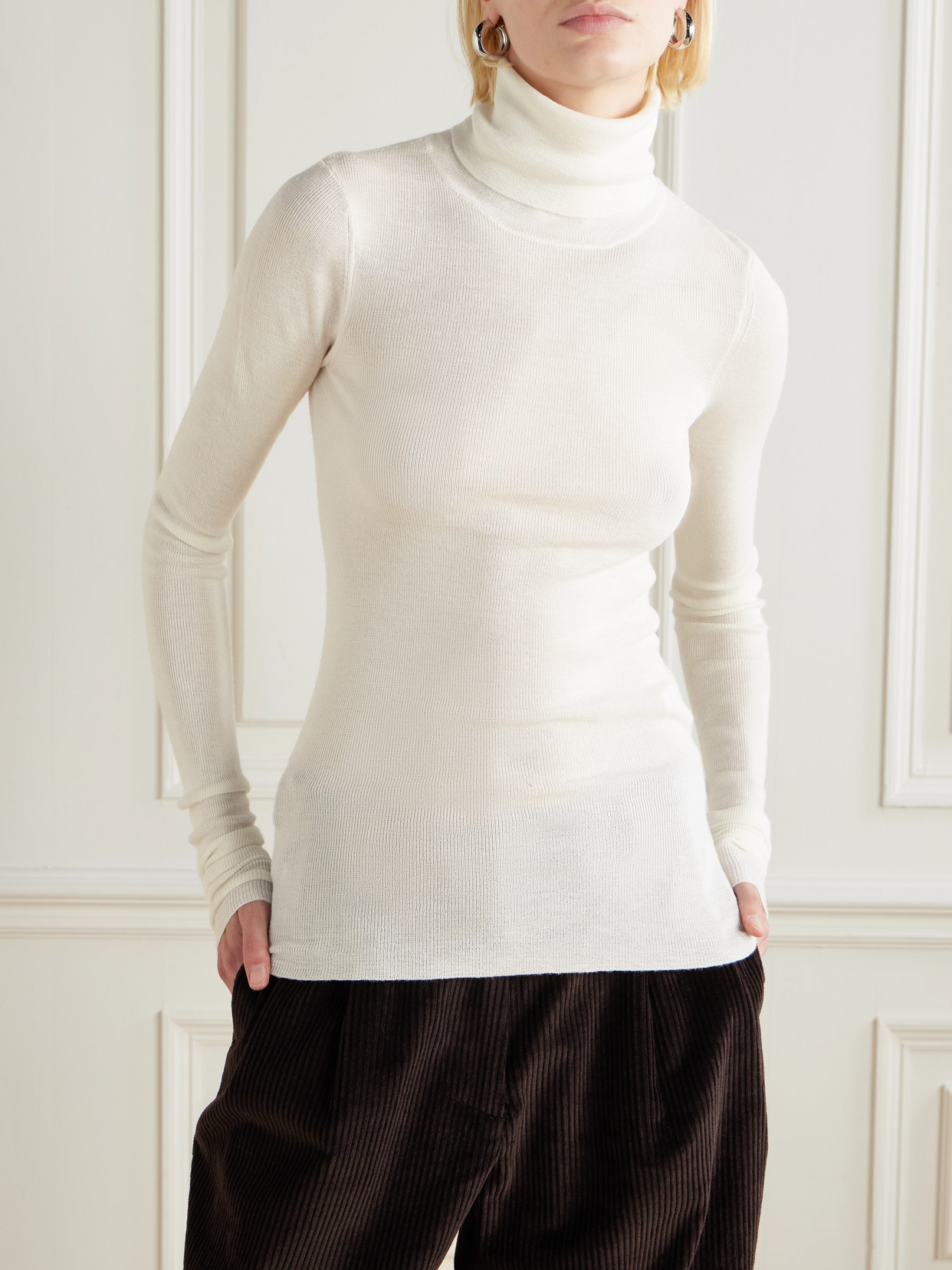 The Frankie Shop Utica Wool And Silk-blend Turtleneck Sweater In Multi