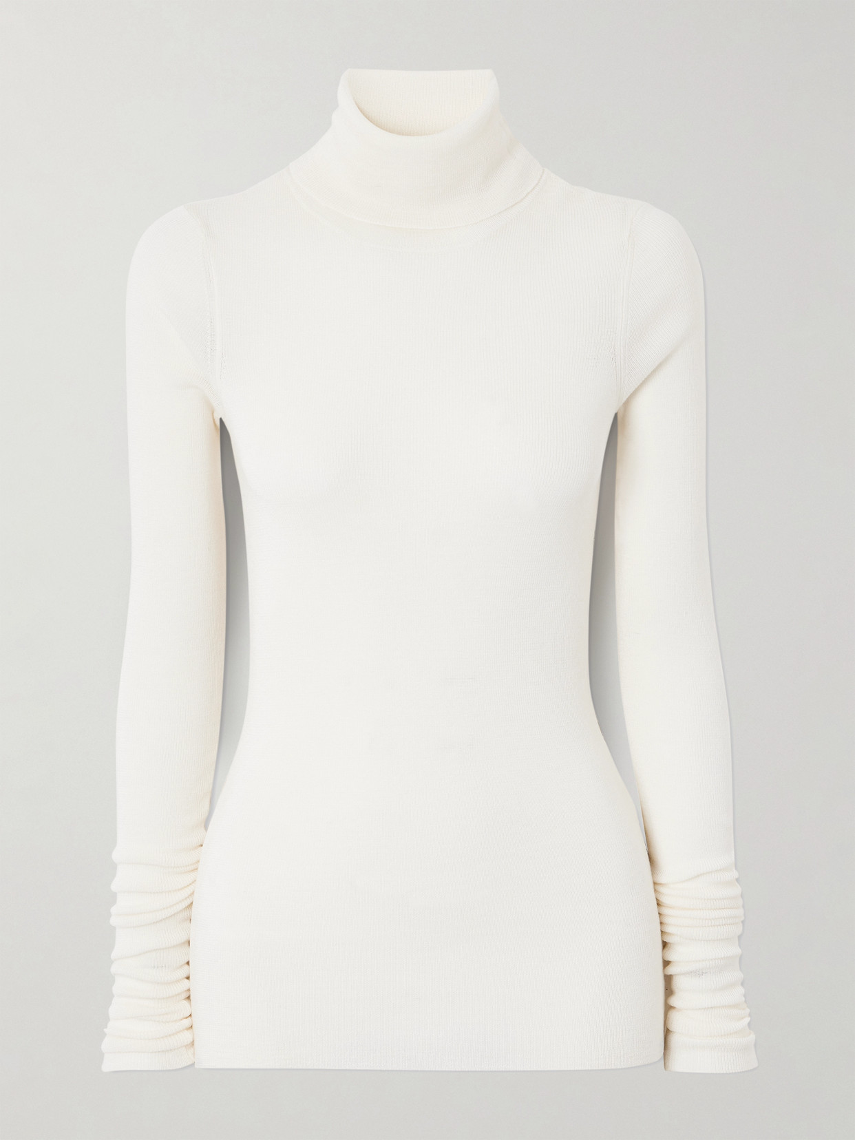 The Frankie Shop Utica Wool And Silk-blend Turtleneck Sweater In White