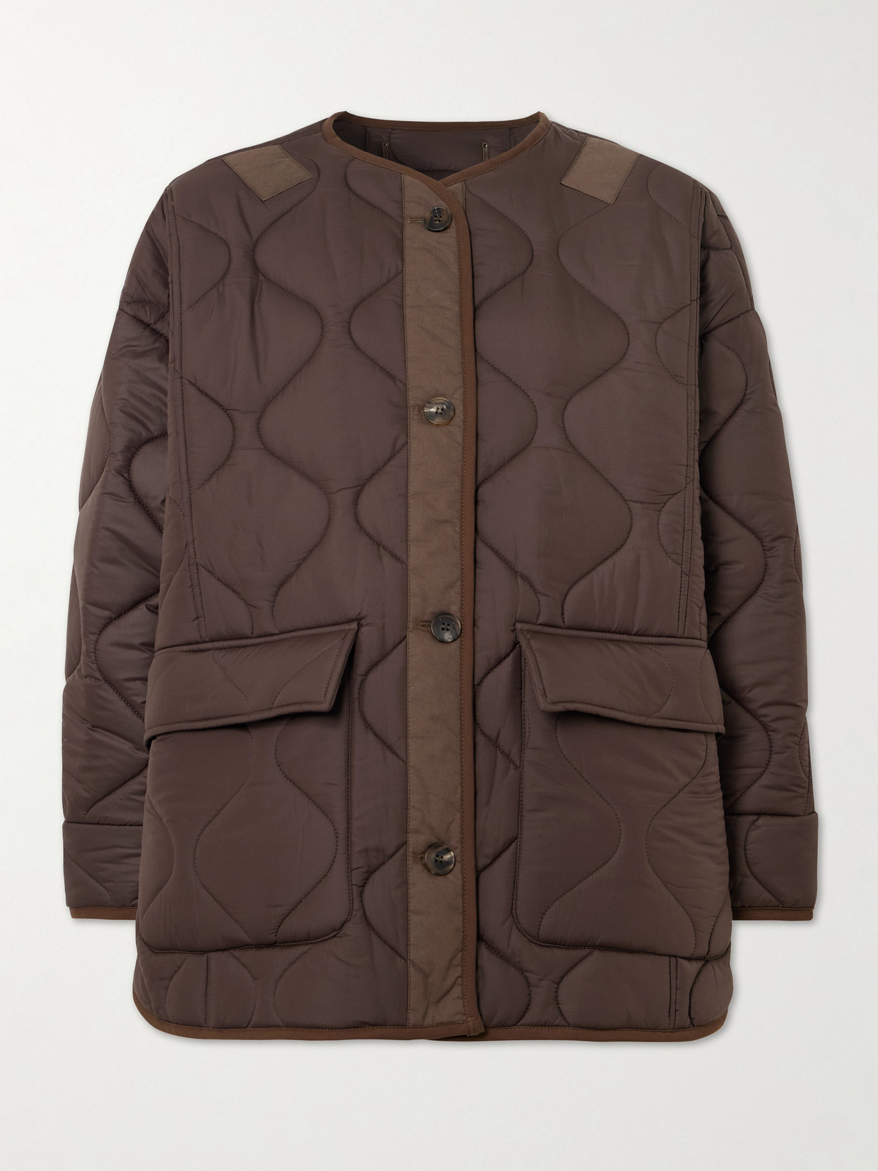 The Frankie Shop Teddy Quilted Shell Jacket In Brown