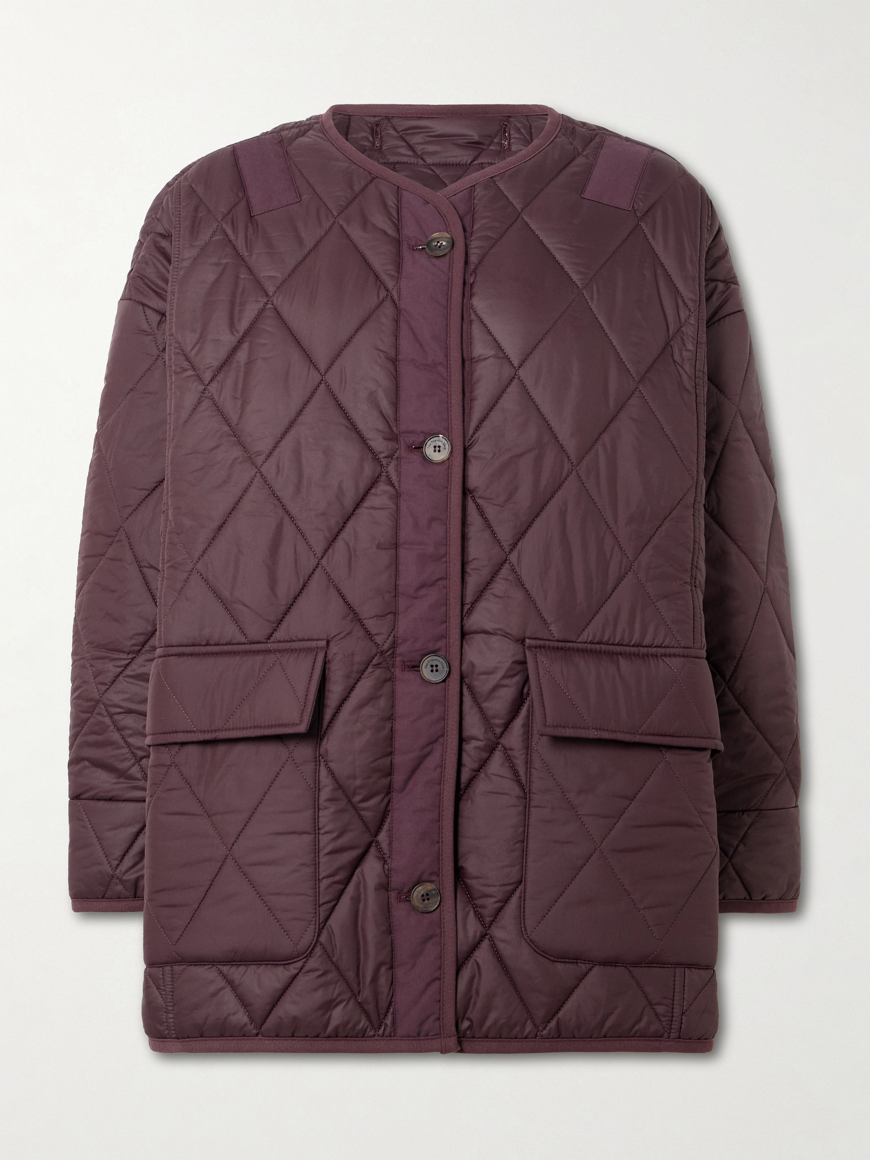 The Frankie Shop Teddy Quilted Shell Jacket In Burgundy