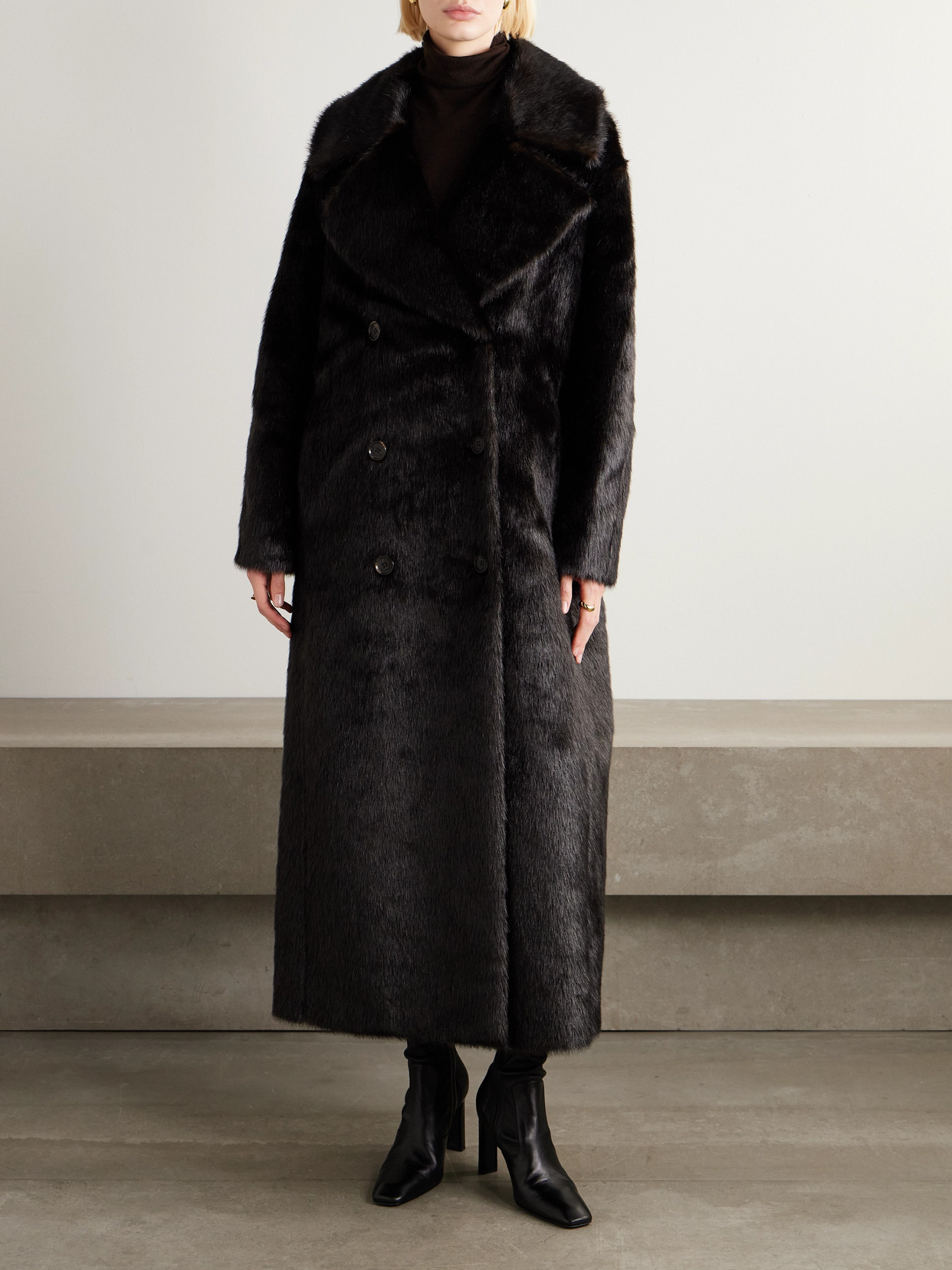 Joni Double-Breasted Plush Coat