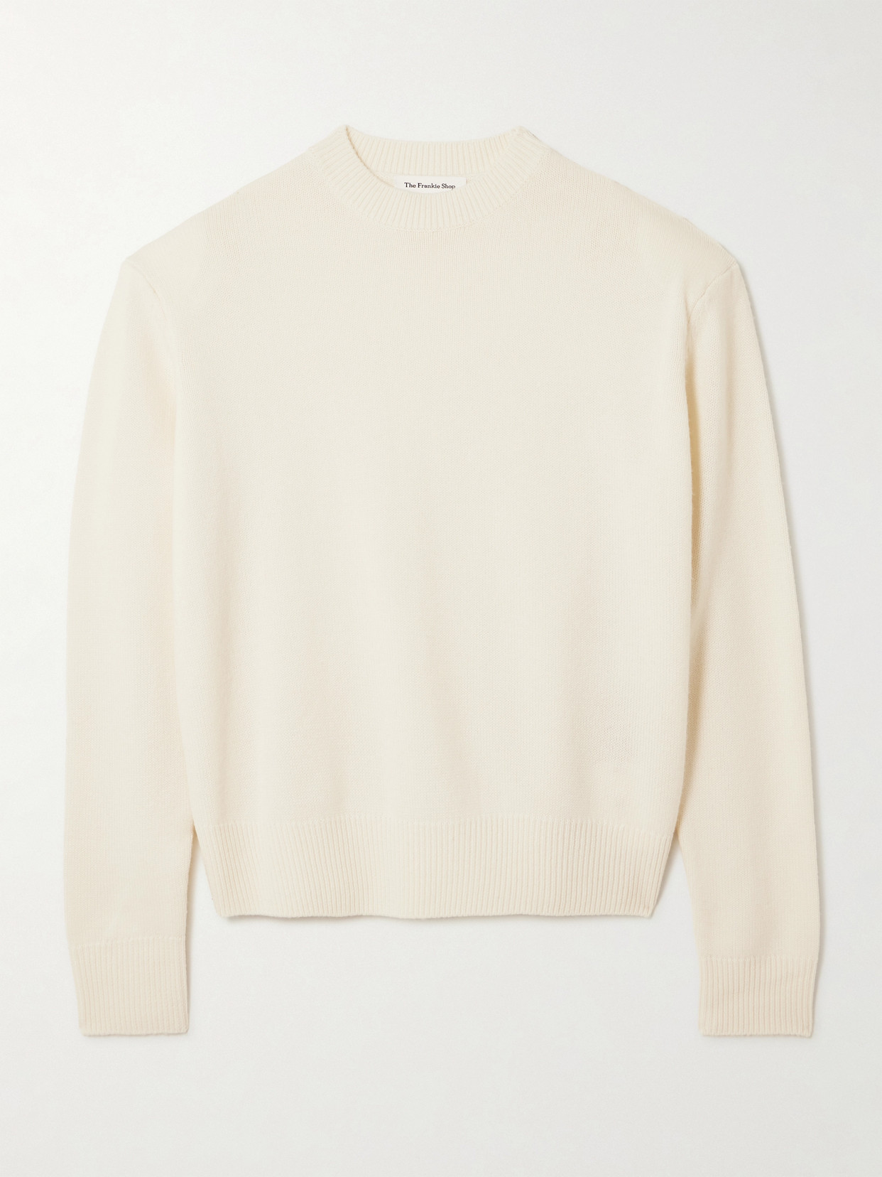 The Frankie Shop Rafaela Cropped Merino Wool And Cashmere-blend Sweater In Neutral
