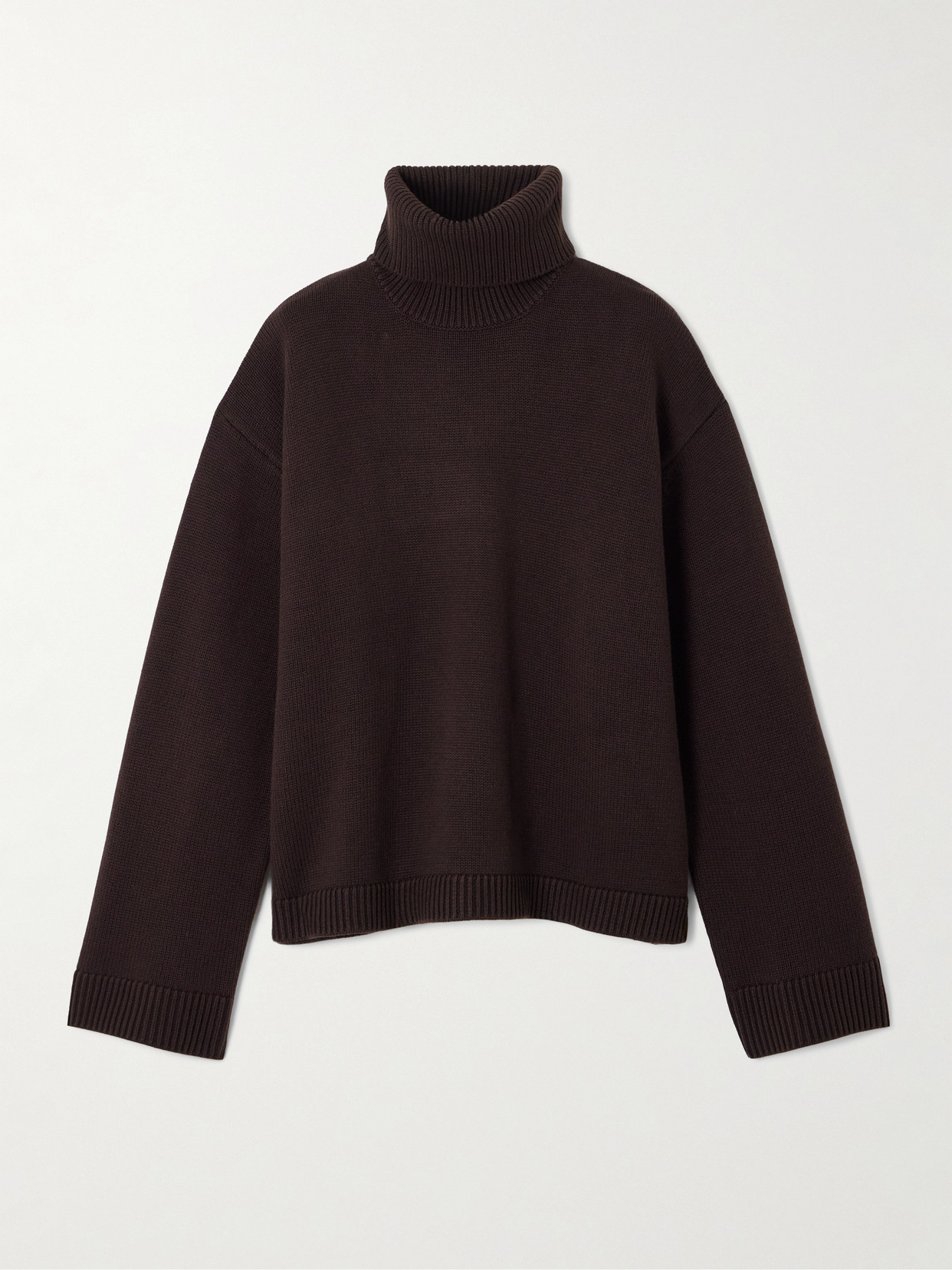 The Frankie Shop Rhea Wool And Cotton-blend Turtleneck Sweater In Black