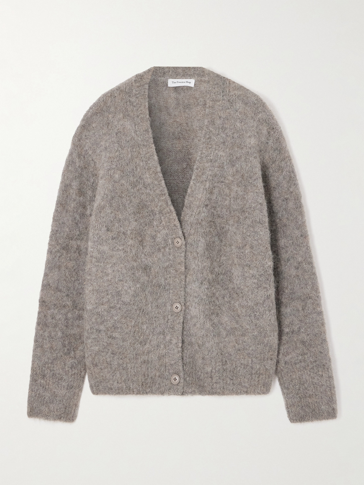 The Frankie Shop Elland Brushed Alpaca-blend Cardigan In Gray