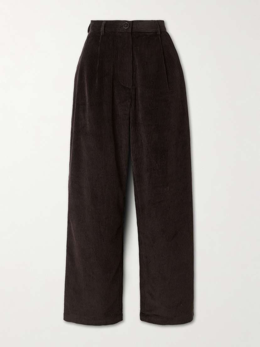 The Frankie Shop Norstrand Pleated Cotton-corduroy Straight-leg Pants