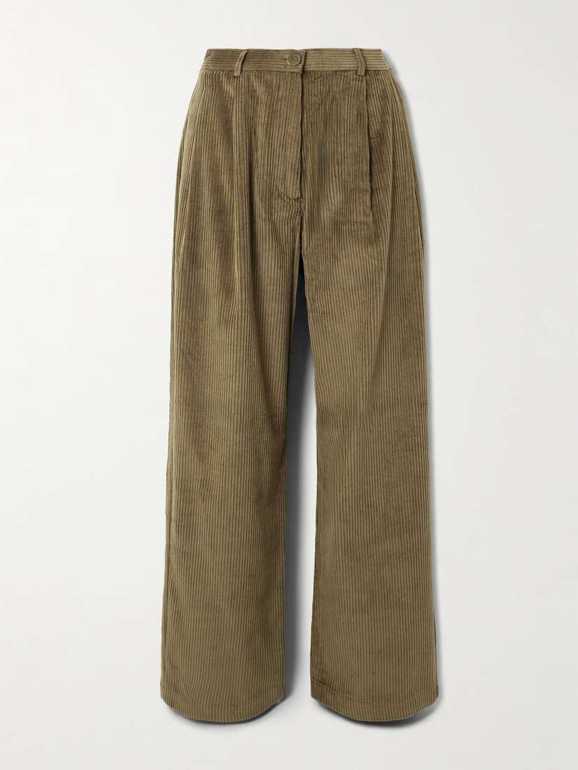 The Frankie Shop Norstrand Pleated Cotton-corduroy Straight-leg Pants