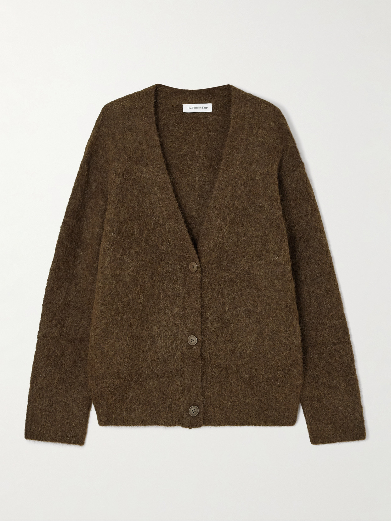 The Frankie Shop Elland Brushed Alpaca-blend Cardigan In Gold