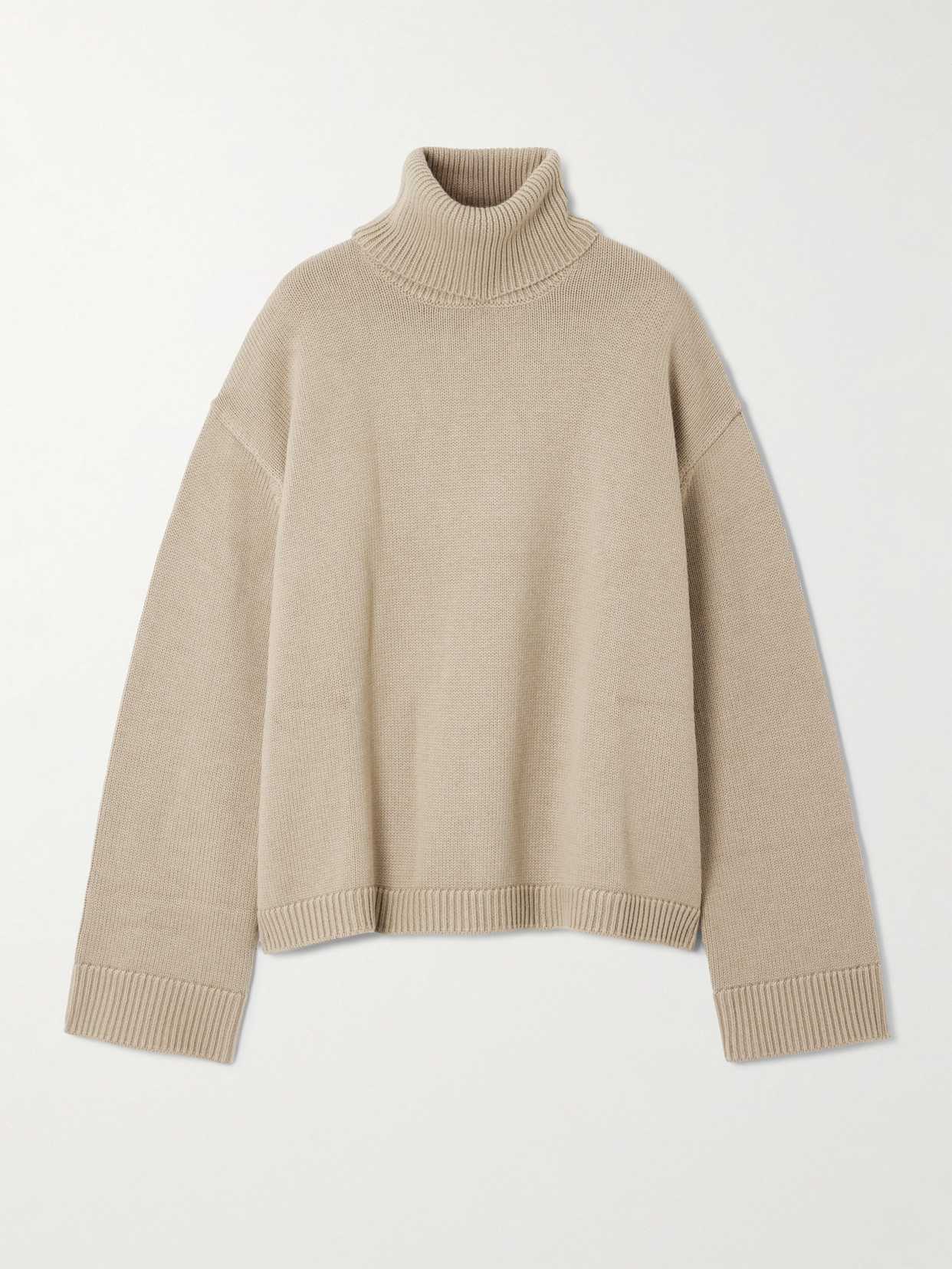 The Frankie Shop Rhea Wool And Cotton-blend Turtleneck Sweater In Brown