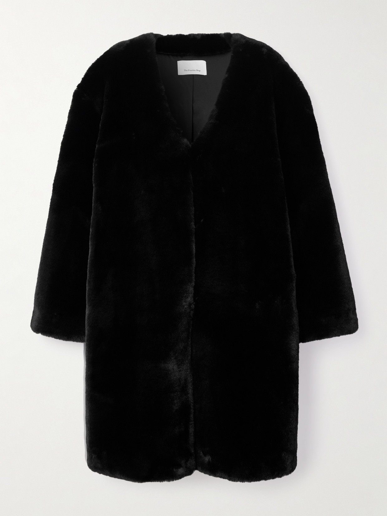 The Frankie Shop Matera Oversized Plush Coat In Black