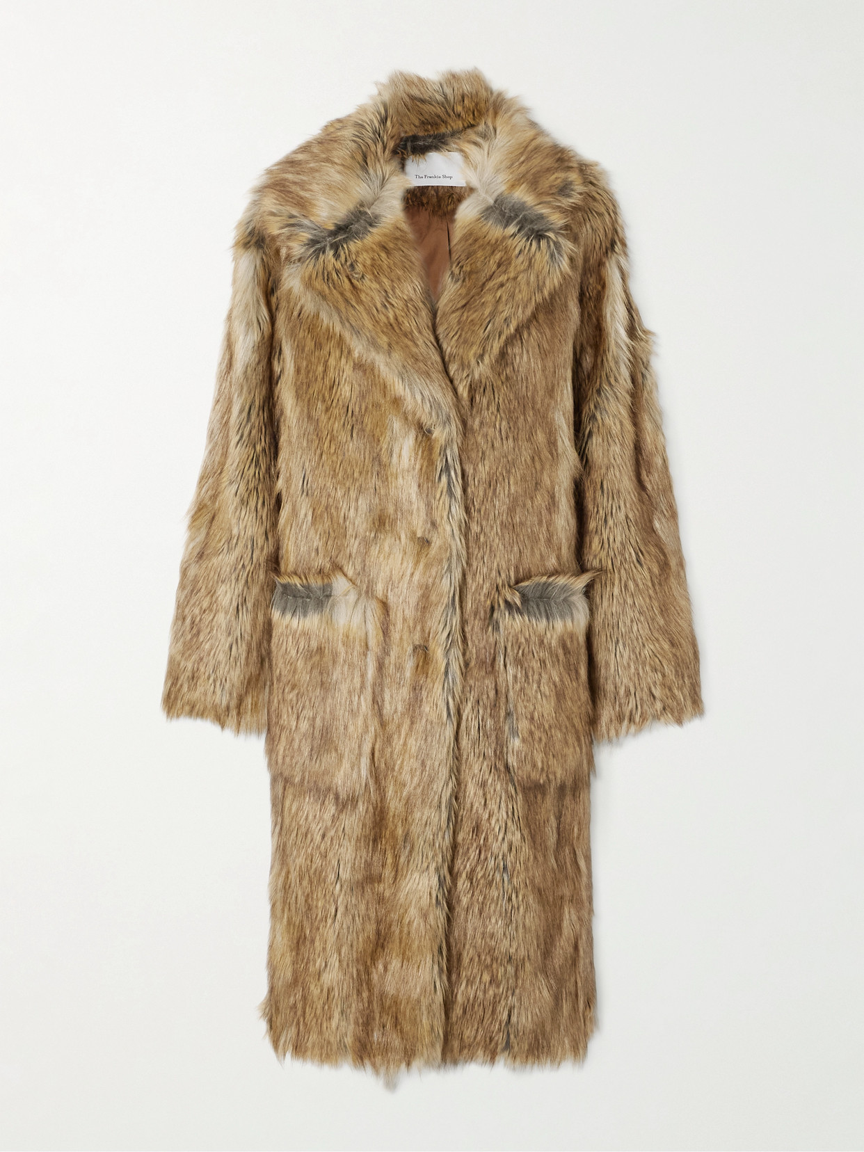 The Frankie Shop Rella Plush Coat In Brown