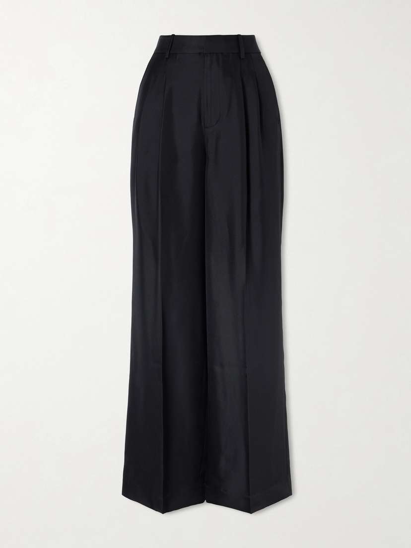 Lisa Yang Pleated Silk-twill Wide-leg Pants