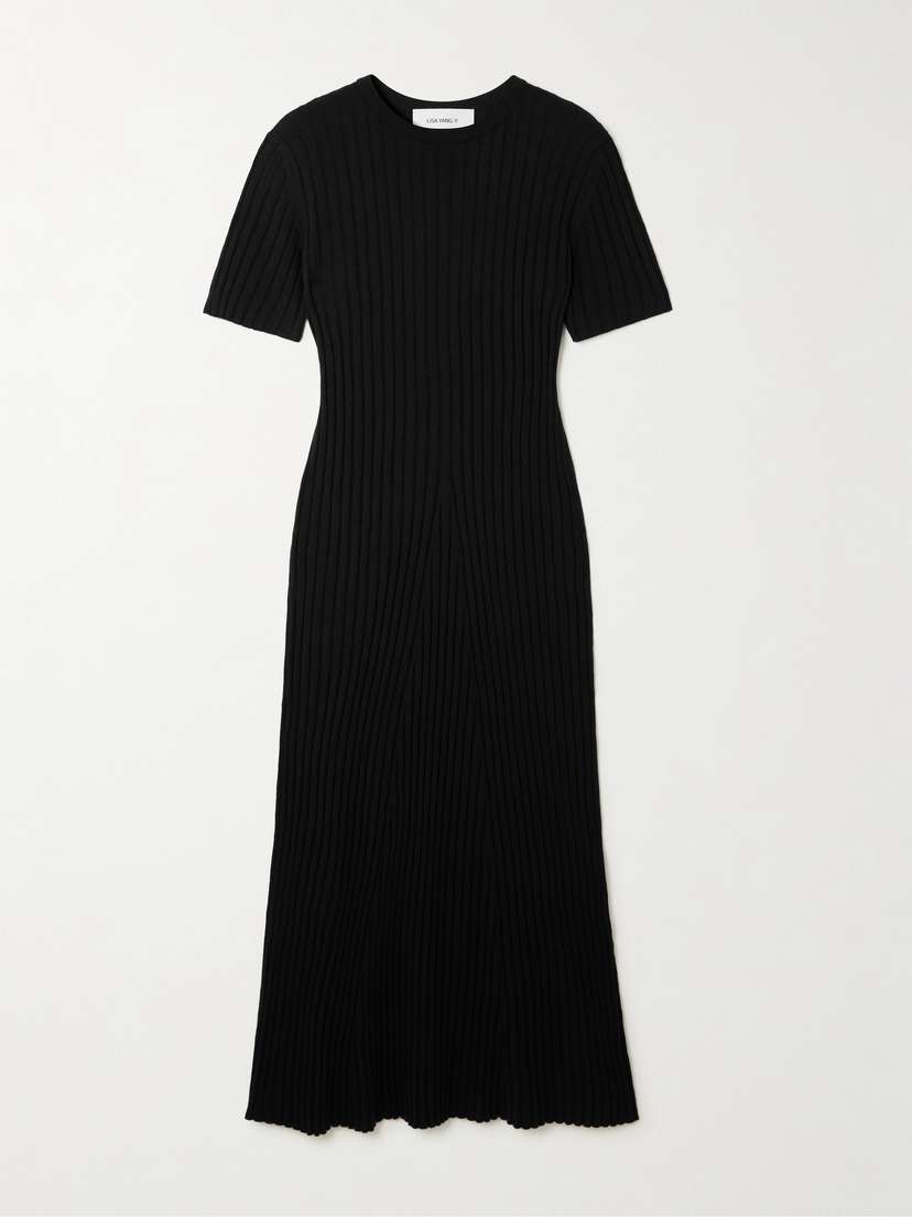 Lisa Yang Isabela Ribbed Cotton And Cashmere-blend Midi Dress