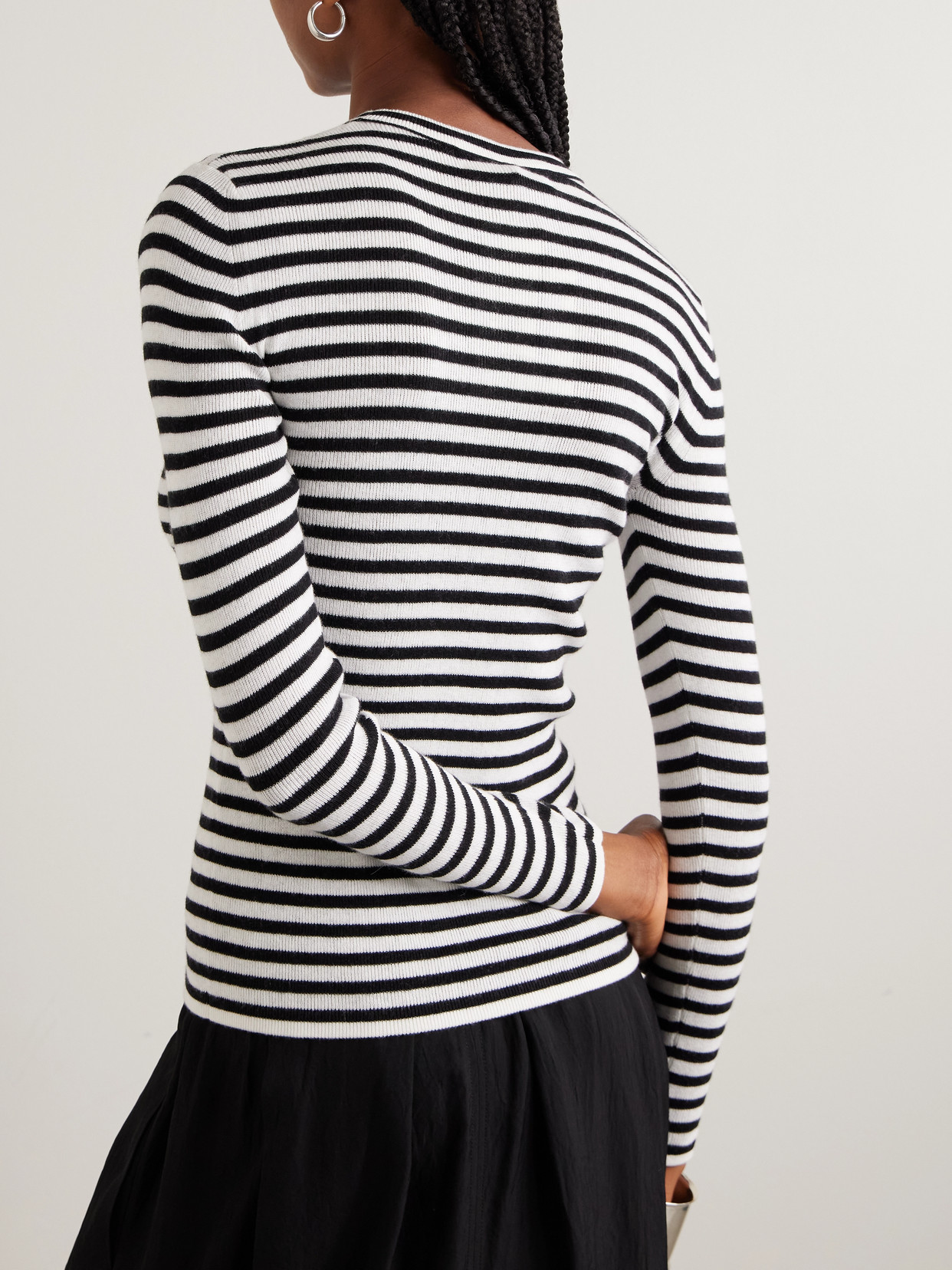 Vivian Striped Ribbed Cotton And Cashmere-Blend Top
