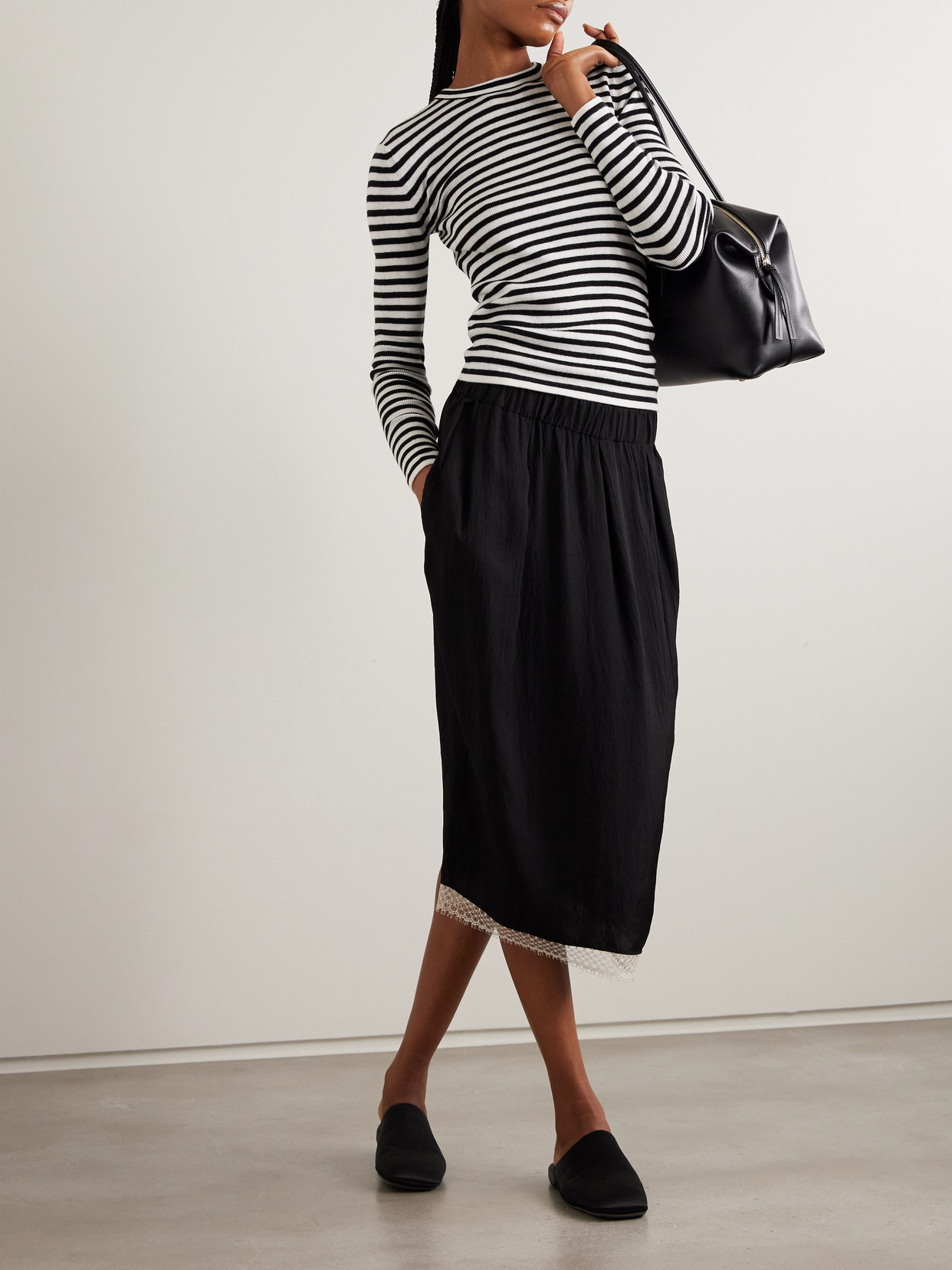 Vivian Striped Ribbed Cotton And Cashmere-Blend Top