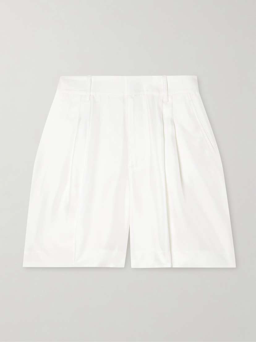 Lisa Yang Pleated Silk-twill Shorts