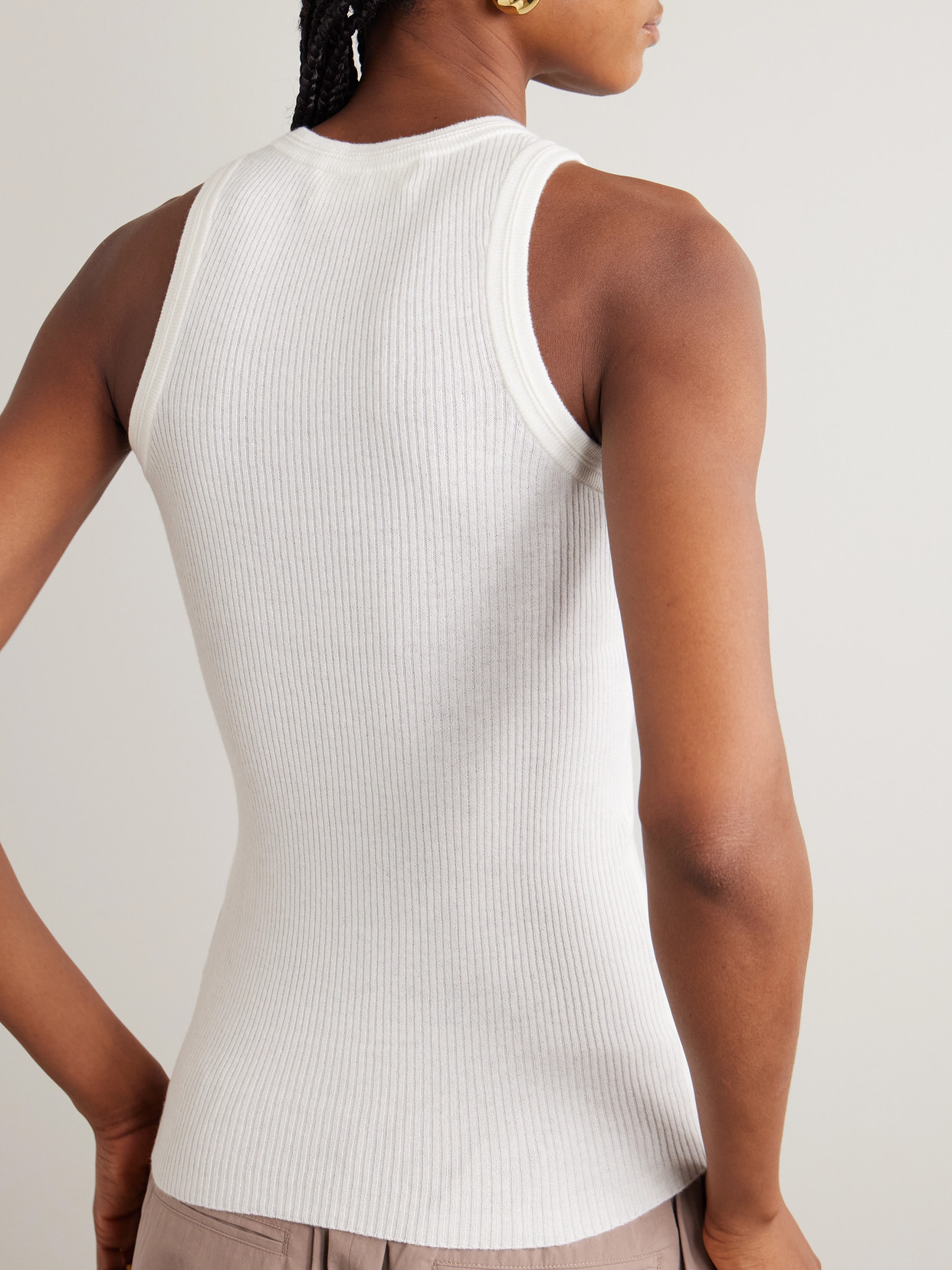 Amya Ribbed Cotton And Cashmere-Blend Tank